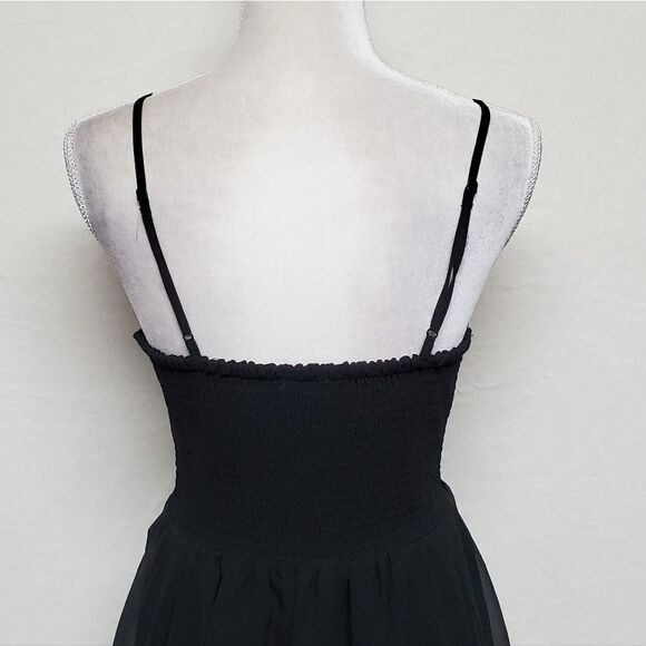 AMERICAN Eagle Outfitters Black Spaghetti Strap Corset Asymmetric Trapeze Dress - Picture 11 of 14